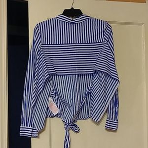 Blue and white Stripe Sexy blouse.